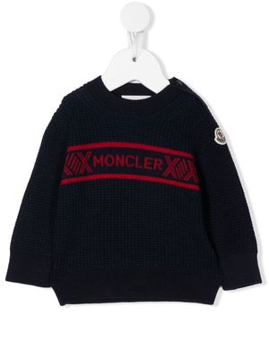 Moncler Enfant intarsia-knit logo virgin wool jumper - Blue