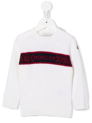 Moncler Enfant intarsia-knit logo virgin wool jumper - White