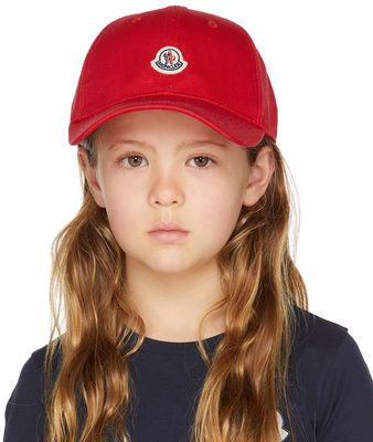Moncler Enfant Kids Red Logo Baseball Cap