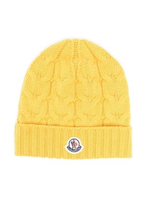 Moncler Enfant knitted logo-patch beanie - Yellow