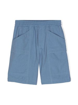 Moncler Enfant logo-appliqqué cotton shorts - Blue