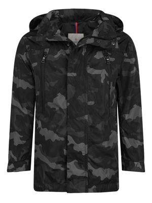 Moncler Enfant logo-appliqué camouflage-print jacket - Black