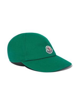 Moncler Enfant logo-appliqué cotton cap - Green