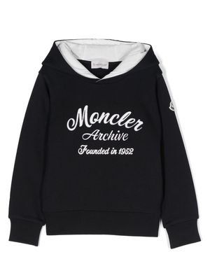 Moncler Enfant logo-appliqué cotton hoodie - Blue