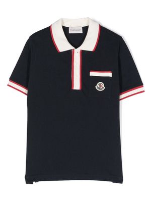 Moncler Enfant logo-appliqué cotton polo shirt - Blue