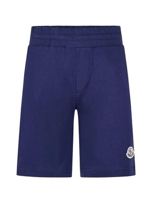 Moncler Enfant logo-appliqué cotton shorts - Blue