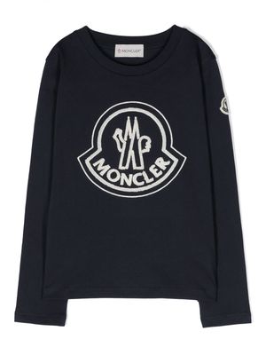 Moncler Enfant logo-appliqué cotton T-shirt - Blue