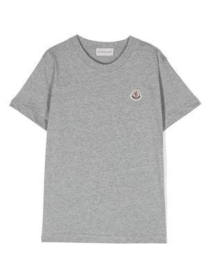Moncler Enfant logo-appliqué cotton T-shirt - Grey