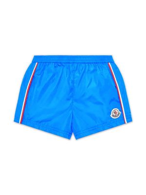 Moncler Enfant logo-appliqué elasticated-waist shorts - Blue