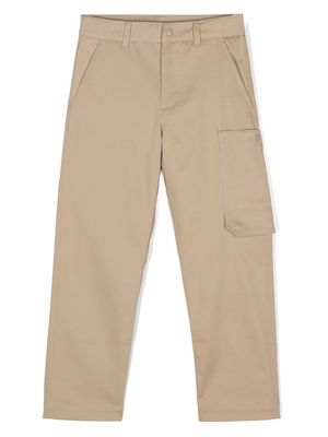 Moncler Enfant logo-appliqué straight-leg trousers - Neutrals