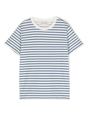 Moncler Enfant logo-appliqué striped T-shirt - Blue