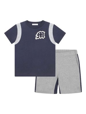 Moncler Enfant logo-appliqué two-tone shorts set - Blue