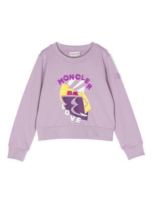 Moncler Enfant logo-detail cotton jumper - Purple