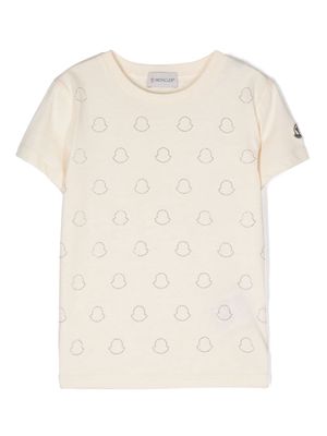 Moncler Enfant logo-embellished cotton T-shirt - Neutrals