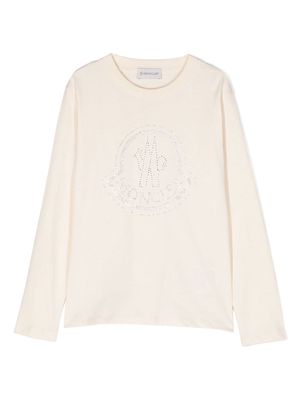 Moncler Enfant logo-embellished long-sleeve T-shirt - Neutrals