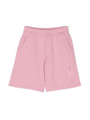 Moncler Enfant logo-embroidered cotton shorts - Pink