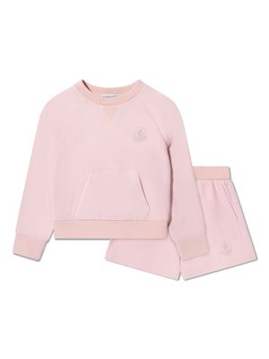 Moncler Enfant logo-embroidered cotton sweatshirt set - Pink