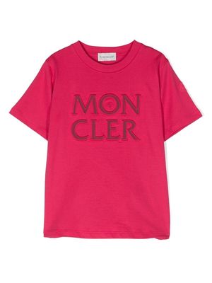 Moncler Enfant logo-embroidered crew neck T-shirt - Pink