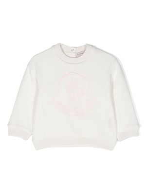 Moncler Enfant logo-embroidered fleece sweatshirt - White