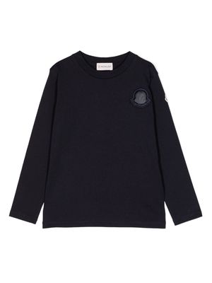 Moncler Enfant logo-embroidered long-sleeve sweatshirt - Blue