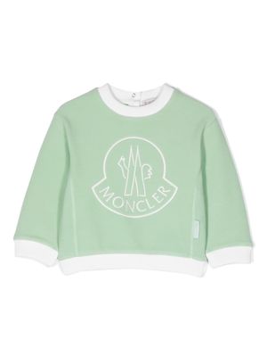 Moncler Enfant logo-embroidered long-sleeve sweatshirt - Green