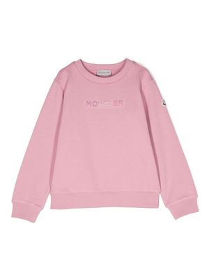 Moncler Enfant logo-embroidered long-sleeve sweatshirt - Pink