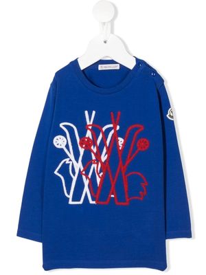 Moncler Enfant logo-embroidered long-sleeve T-shirt - Blue