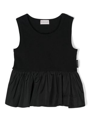 Moncler Enfant logo-embroidered peplum top - Black