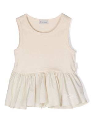 Moncler Enfant logo-embroidered peplum top - Neutrals