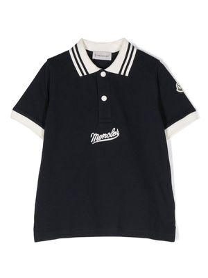 Moncler Enfant logo-embroidered short-sleeved polo shirt - 778 NAVY