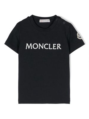 Moncler Enfant logo-embroidered stretch-cotton T-shirt - Blue