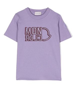Moncler Enfant logo-embroidered T-shirt - Purple