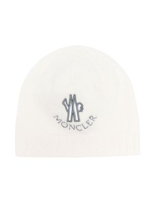 Moncler Enfant logo-embroidered wool hat - White