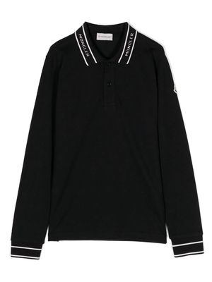 Moncler Enfant logo-intarsia cotton polo shirt - Black