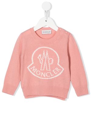 Moncler Enfant logo intarsia jumper - Pink
