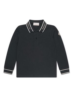 Moncler Enfant logo-jacquard cotton polo shirt - Black
