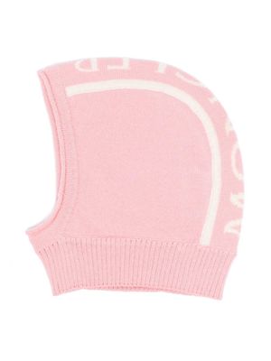 Moncler Enfant logo-knit chin-strap hat - Pink