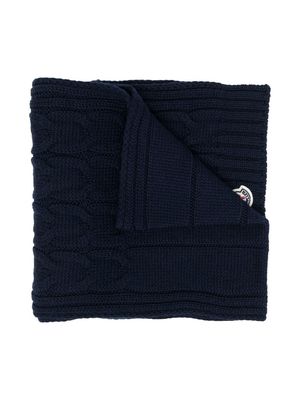 Moncler Enfant logo-patch cable-knit scarf - Blue