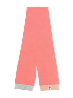 Moncler Enfant logo-patch colour-block scarf - Pink