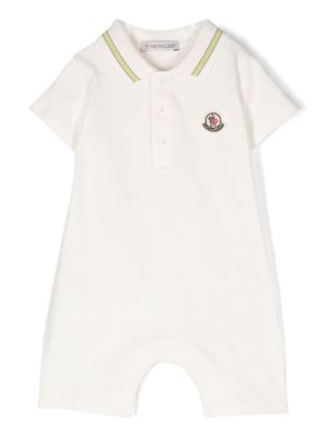 Moncler Enfant logo-patch cotton-blend romper - Neutrals