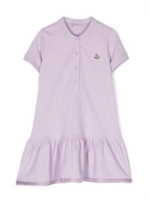 Moncler Enfant logo-patch cotton dress - Purple