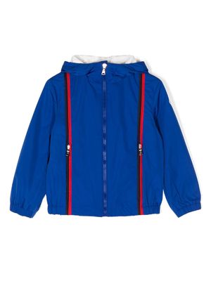 Moncler Enfant logo-patch cotton hooded jacket - Blue