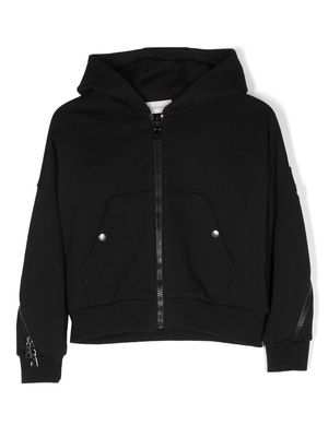 Moncler Enfant logo-patch cotton hoodie - Black
