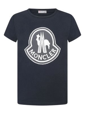 Moncler Enfant logo-patch cotton jersey T-shirt - Blue