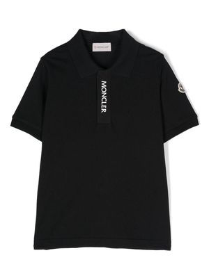 Moncler Enfant logo-patch cotton polo shirt - Black