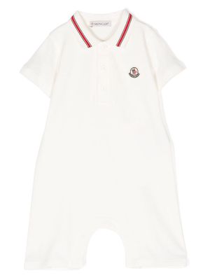 Moncler Enfant logo-patch cotton romper - White