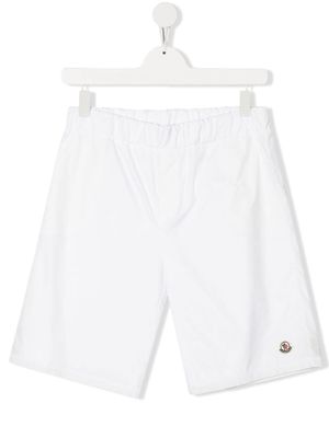Moncler Enfant logo-patch cotton shorts - White