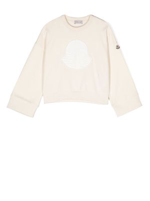Moncler Enfant logo-patch cotton sweatshirt - Neutrals