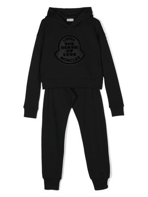 Moncler Enfant logo-patch cotton tracksuit set - Black