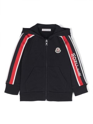 Moncler Enfant logo-patch cotton zip-up jacket - Blue